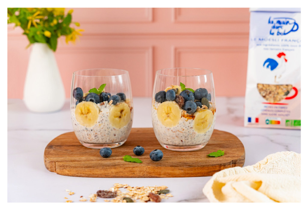 Pudding de chia au muesli français, bien démarrer la rentrée avec des granolas et mueslis