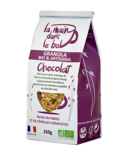 Granola chocolat bio, votre granola artisanal bio pour le petit déjeuner, céréales bio en paquet de 300g